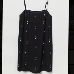 Black slip appliqué dress